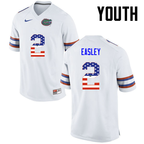 Youth Florida Gators #2 Dominique Easley College Football USA Flag Fashion Jerseys-White - Click Image to Close